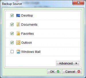 Select the files to backup Cloud Backup Source image